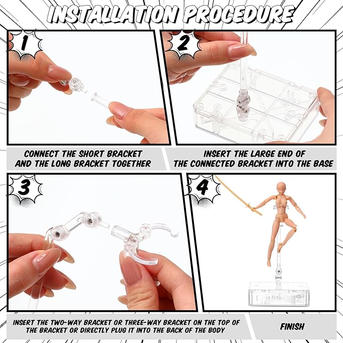 Meooeck 4 Sets Action Figures PVC Body Artists Model posable Drawing Mannequin for Painting, Sketching, Collection Gifts, Home Office Desk Decoration(Beige)