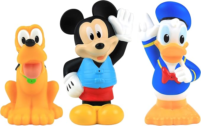 Disney Junior Mickey Mouse Bath Toy Set, Includes Mickey Mouse, Donald Duck, and Pluto Water Toys, Kids Toys for Ages 3 Up by Just Play
