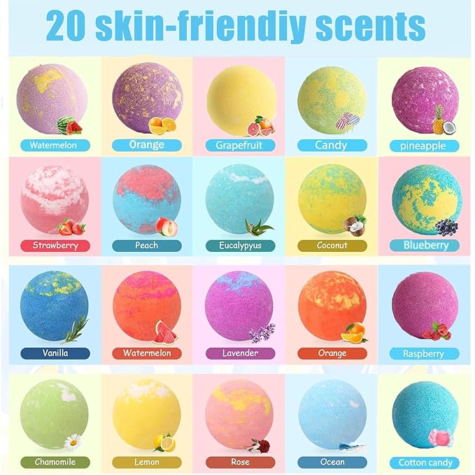 Kids Bath Bombs with Surprise Inside, 20 PackGift Set, Natural Organic Bubble Bath Kids Foam Bath