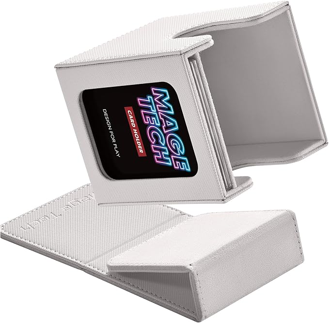 Commander Deck Box Lite - Card Display with Mini Snap Card Holder & Removable Cover, Fits 100+ Single-Sleeved Cards, Ideal for MTG, PTCG, OPCG, SWU & More (White)