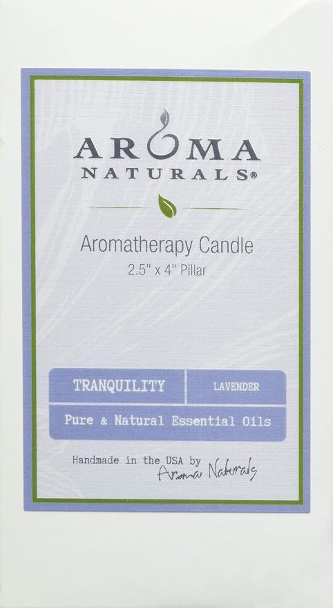 Aroma Naturals Essential Oil Tranquility Pillar Candle, 2.5" x 4", Lavender, 11 Ounce (Pack of 12)