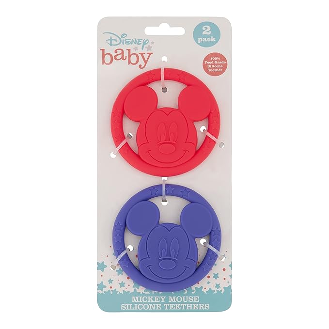 Cudlie Disney Silicone Teether Toy Set for Infants, Food Grade and BPA Free Teethers for Babies 6-12 Months, 2-Pack Teether Toys for Newborns