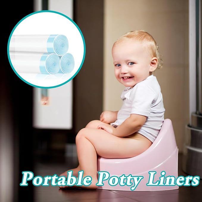 120 Pack Potty Chair Liners with Drawstring,Disposable Training Toilet Seat Potty Bags for Kids Toddlers Outdoors Travel(17.3x9.4 inch)
