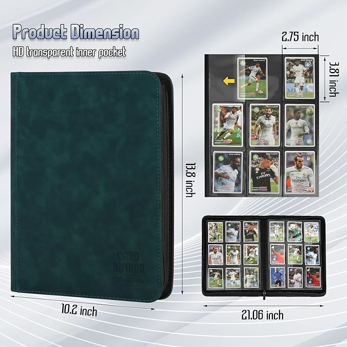 Trading Card Binder, Premium 9 Pocket Double Sided 540 Pocket PU Card Collection Binder, Collectible Trading Card Albums for MTG, TCG, Sport Card, Game Cards (Viridian)