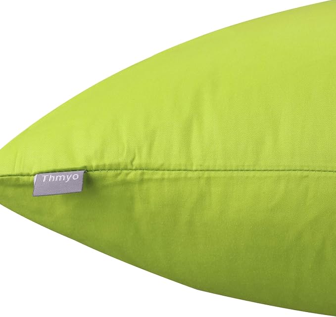 Thmyo 4-Pack 100% Cotton Comfortable Solid Decorative Throw Pillow Case, Square Cushion Cover Pillowcase Sublimation Blank Pillow Covers DIY Throw Pillowcase for Sofa(18x18inch/45x45cm,Light Green)