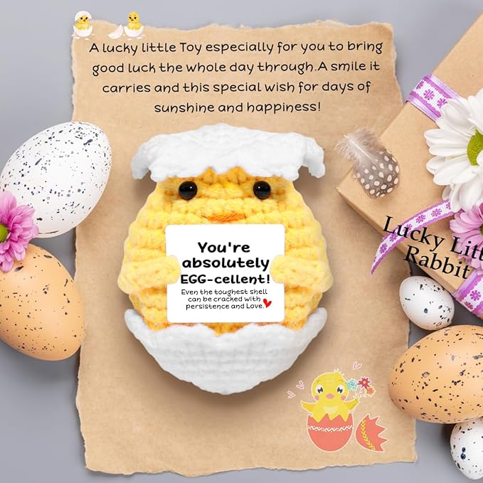 AICase Easter Basket Stuffers Decor Funny Positive Egg/Chicken Gifts Mothers Day Gifts Emotional Support Nuggets Crochet Animals Handmade Cheer Decor Birthday Women Men Mom Sister Her