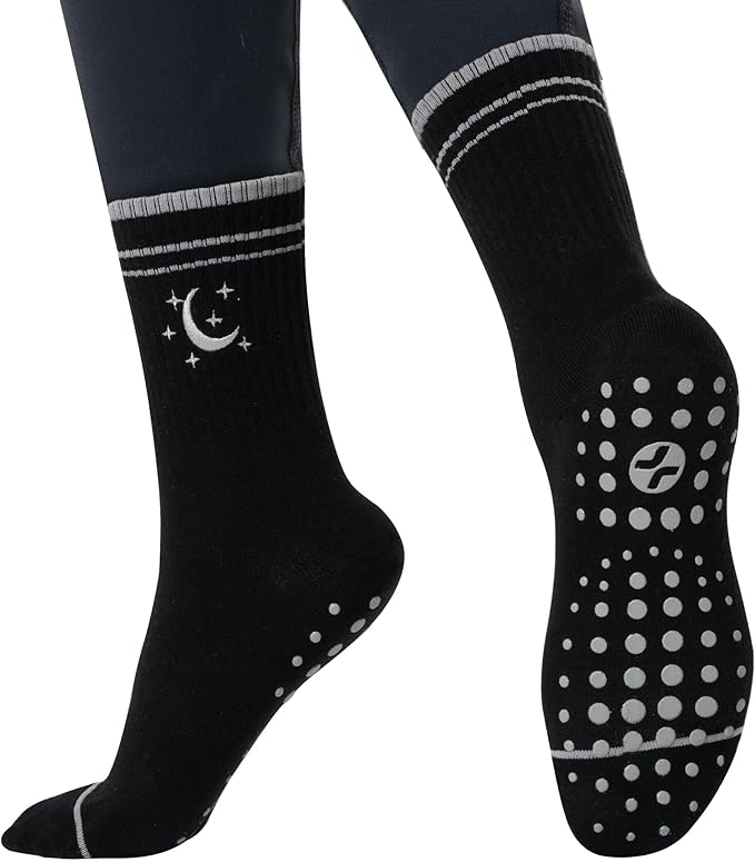 COOLMATE Pilates Socks with Grips for Women, Yoga Socks, Crew Non Slip Women for Barre, Pilates Gifts for Women
