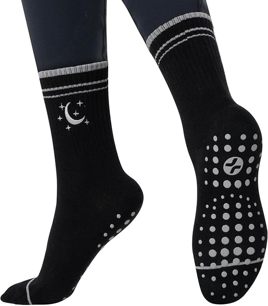 COOLMATE Pilates Socks with Grips for Women, Yoga Socks, Crew Non Slip Women for Barre, Pilates Gifts for Women