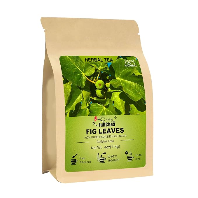 FullChea - Dried Fig Leaves, 4oz/114g - Natural Fig Leaf Tea - Cut & Sifted Hoja De Higo Seca Herbal Tea - Traditionally Used for Digestive Support & Overall Wellness, Caffeine-Free