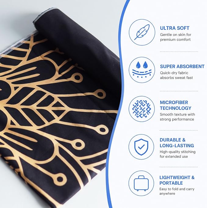 Yoga Mat Towel, Hot Yoga Non Slip with 4 Corner Pockets, 70 x 26 in | Soft Absorbent Microfiber With Four Corner Pockets, Fits Over Yoga Mats For Hot Yoga, Pilates, Gym, And Travel