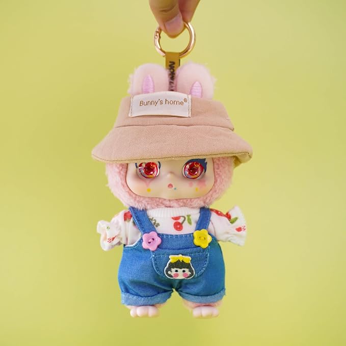 CALEMBOU Plush Doll Clothes, Cute Plush Dolll Clothes Suit for 6 Inches Kimmon Mimon, Kawaii Doll Clothes Accessories Set for Birthday Gifts (Cherry T-Shirt Set)