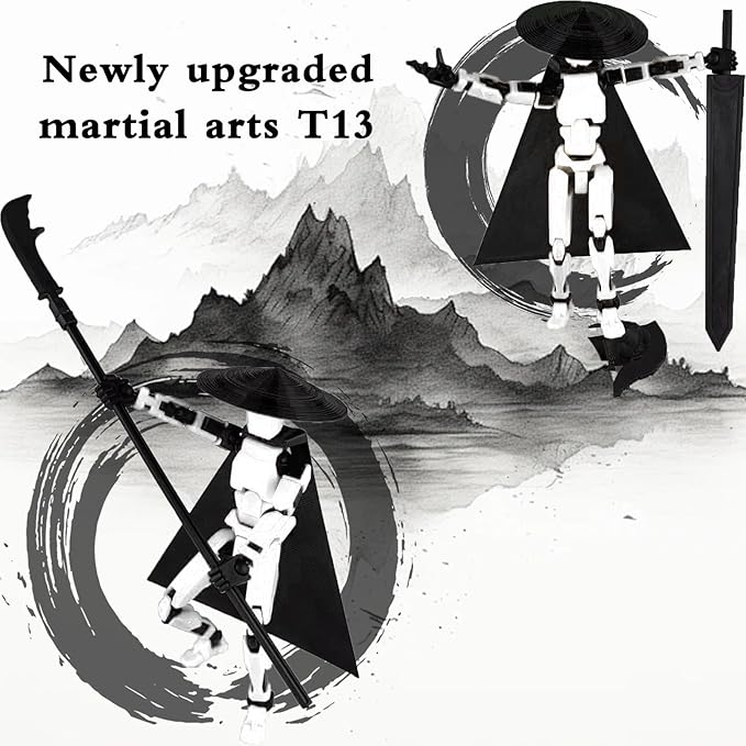 Already Assembled T13 Action Figure Accessories,Dummy 13 T13 Multi-Jointed Movable 3D Printed Toys (White)