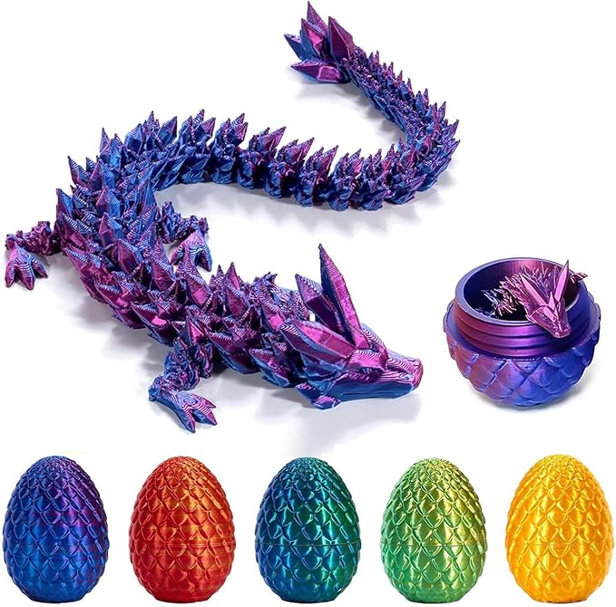 Dragon Eggs with Dragon Inside, Dragon Egg Fidget Toy, 3D Dragon Eggs with Dragon Inside, Mystery Dragon Egg, 3D Printed Dragon Egg, Stocking Easter Basket Stuffers (Three-Colour)