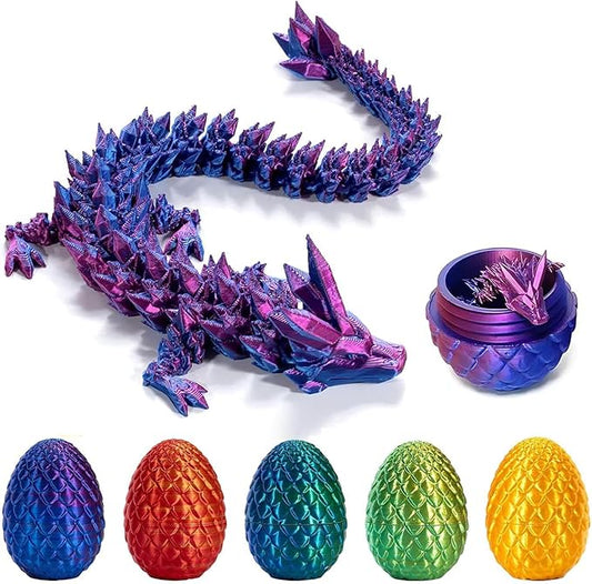 Dragon Eggs with Dragon Inside, Dragon Egg Fidget Toy, 3D Dragon Eggs with Dragon Inside, Mystery Dragon Egg, 3D Printed Dragon Egg, Stocking Easter Basket Stuffers (Three-Colour)