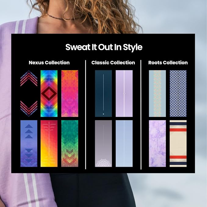 Yoga Drip Hot Yoga Towel – Non Slip Yoga Mat Towel with Corner Pockets, Silicone Grip Dots & Subtle Alignment Lines | Sweat Absorbent, Moisture Wicking, Quick Dry | No Bunching or Sliding | 72” x 26”