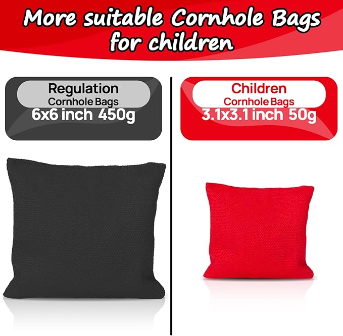 RAINFLOW 8 PCS Cornhole Bags - Bean Bags for Cornhole, 4 Black and 4 Red for Tossing, Game, Outdoor, Wedding, Sports, Party(Black & Red)