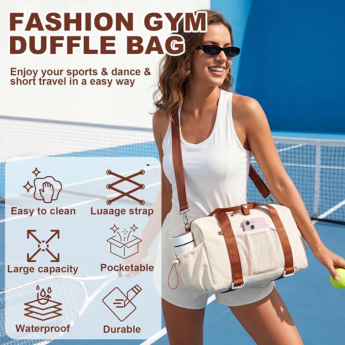 LEDAOU Small Gym Bag for Women, Mini Duffle Bag with Yoga Mat Holder Lightweight Carry On Sports Bag with Separate Shoe Pocket and Wet Pocket Duffel Bags Dance Yoga Workout Bag