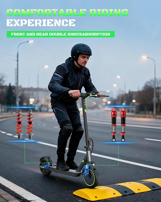 NAVIC Electric Scooter with Dual Suspension/Braking, 350W/500W Motor, 19/22 Mph,Max 22/25/27/49Miles Range, Foldable E Scooter for Adults with App