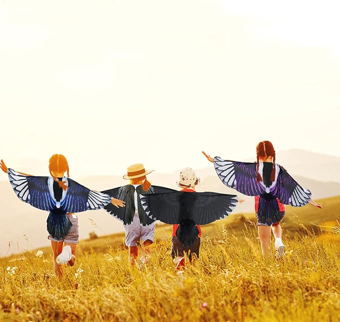 Bird-Costume-Parrot-Wings for Kids with Bird Headbands, Boys Girls Eagle Dress-up Cape Halloween Party Favors Gifts