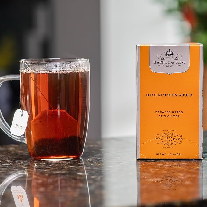 Harney & Sons Black Tea, Decaffeinated Ceylon, 20 Tea Bags, 1.26 oz./36 grams