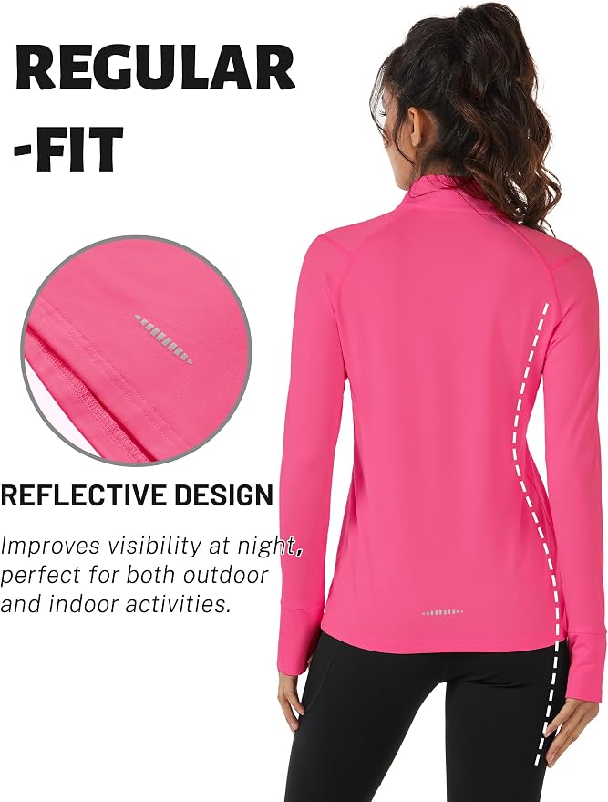 TACVASEN Women's Quarter Zip Sweatshirt Fleece Long Sleeve Workout Pullover | Lightweight Breathable Thermal Fabric,Mock Neck Design,Athletic Tops,Ideal for Gym Running Activities