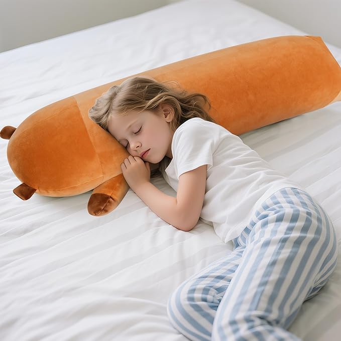 33 Inch Cute Capybara Stuffed Animal, Big Capybara Plush, Long Body Pillow for Bed Decor, Kawaii Plushies Birthday Gift for Kids Boys Girls Adult