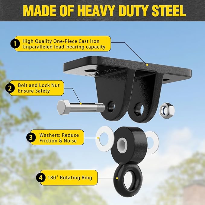 BETOOLL Swing Sets Brackets - 2 A-Frame Swing Set Brackets and 4 Swing Hangers with All Mounting Heavy Duty Hardware Included - Swing Set Kit for Porch, Yard, Playground - Black