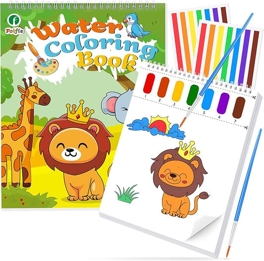 Paint with Water Coloring Books for Toddlers, Watercolor Painting Book and Drawing Art Paper for Kids Ages 3 4 5 6 7 8 Years Old, Animals Art Craft for Drawing with Brush