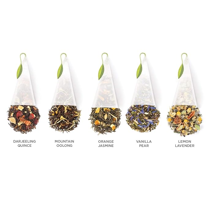 Tea Forte Premium Presentation Box Gift Set Sampler, 20 Count, Assorted Blends Individually Wrapped Handcrafted Pyramid Infuser Bags, Lotus Tea