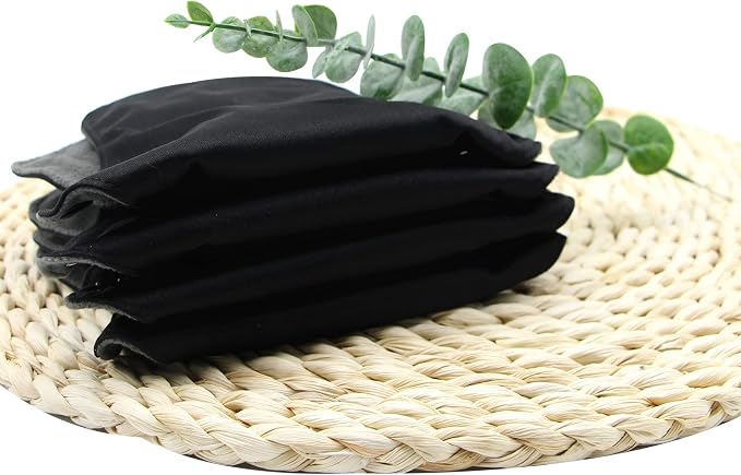 4 pcs Cloth Reusable Sanitary Pads Black and Wet Bag, Washable Cloth Menstrual Pads Panty Liners