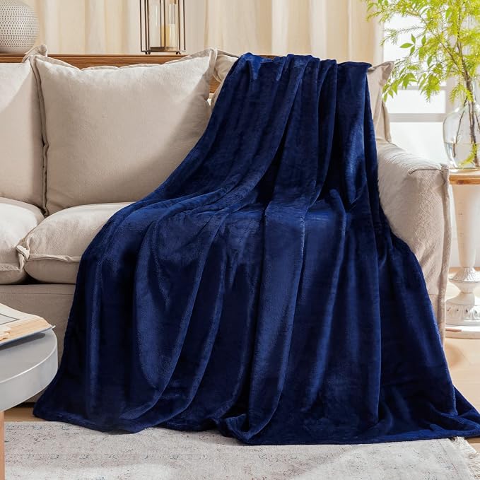 Fleece Plush Throw Blanket Navy Blue 60"x80"for Couch Fuzzy Cozy Flannel | Super Soft Lightweight Microfiber Blanket for Sofa Bed bedroom Home Decor All Season,Birthday Gifts for Women Mom Adult