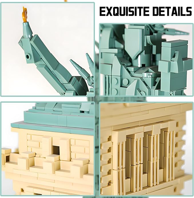 Statue of Liberty Architecture Building Block Sets New York World Famous Landmark Series Architectural Model Toys Gift for Adults Kids 1409 Pieces