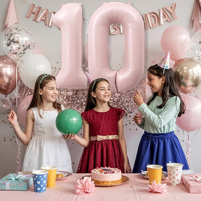 Dusty Pink Number 0 Balloon, 40'' Pastel Blush Baby Pink Foil Balloons, Globos De Numeros Grandes, Large Mylar Helium Number 0 Balloon for Girls Birthday Party Decor Baby Shower Anniversary Decoration
