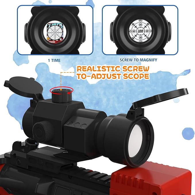 Automatic Toy Foam Blaster Sniper with Scope, Electric Toy Gun Dart Blaster with 120 Foam Darts for Guns, Goggles, Air Pocket Technology Outdoor Shooting Game Kids Toys for Ages 8-12 Boys Girls-Red