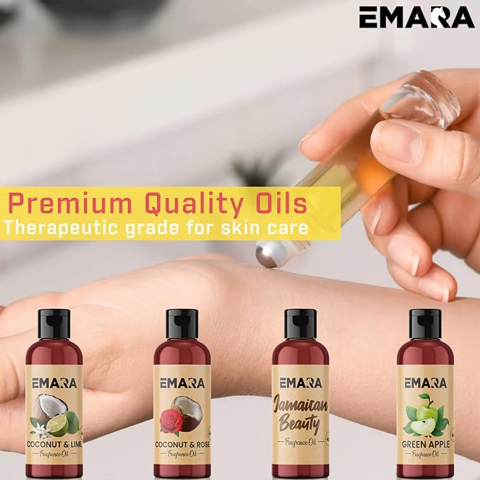 EMARA All Natural Fruity Coconut & Rose Essential Oil for Diffusers, Skin Care, Aromatherapy Fragrance Oil, Organic Therapeutic Grade 4 fl oz