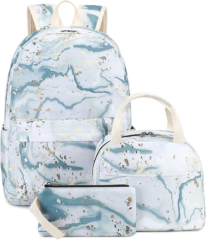 Bluboon Teen Girls School Backpack Kids Bookbag Set with Lunch Box Pencil Case Travel Laptop Backpack Casual Daypacks (Gray)
