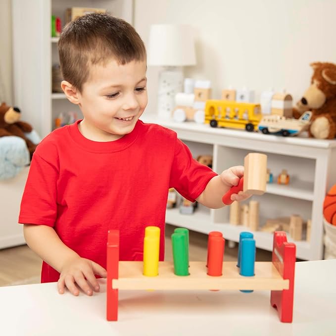 Melissa & Doug Deluxe Wooden Pound-A-Peg Toy With Hammer - FSC Certified