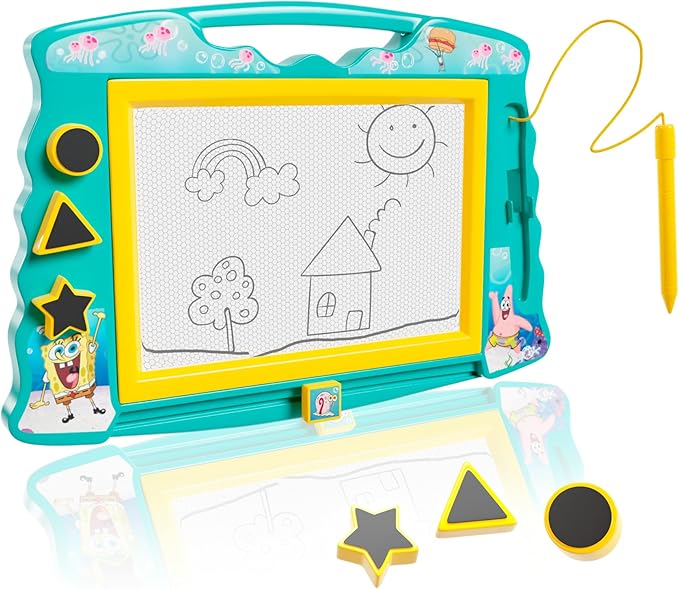 SpongeBob Squarepants Magnetic Drawing Board with Stylus and 3 Stamps, for Boys or Girls