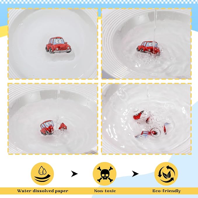 Chinco 120 Pcs Pee Targets for Boys Training Toilet Tinkle Flushable Paper Stickers You Pee on Boys Potty Training Targets Potty Aids Flushable Chart for Toddlers Use(Cute Cars Style)