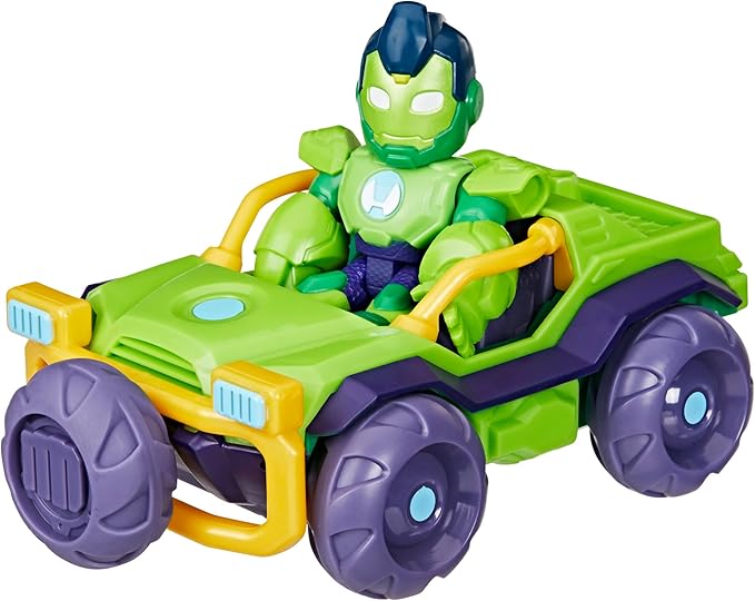 IRON MAN AND HIS AWESOME FRIENDS Marvel Iron Hulk Iron Racer Action Figure & Toy Vehicle, 3-Inch Super Hero Toys for Kids, Ages 3+