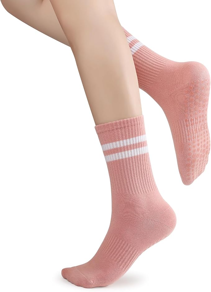 loudashuaiqi Grip Pilates Socks Non Slip Athletic Yoga Socks with Grips for Women Grippy socks for Hospital Workout Barre
