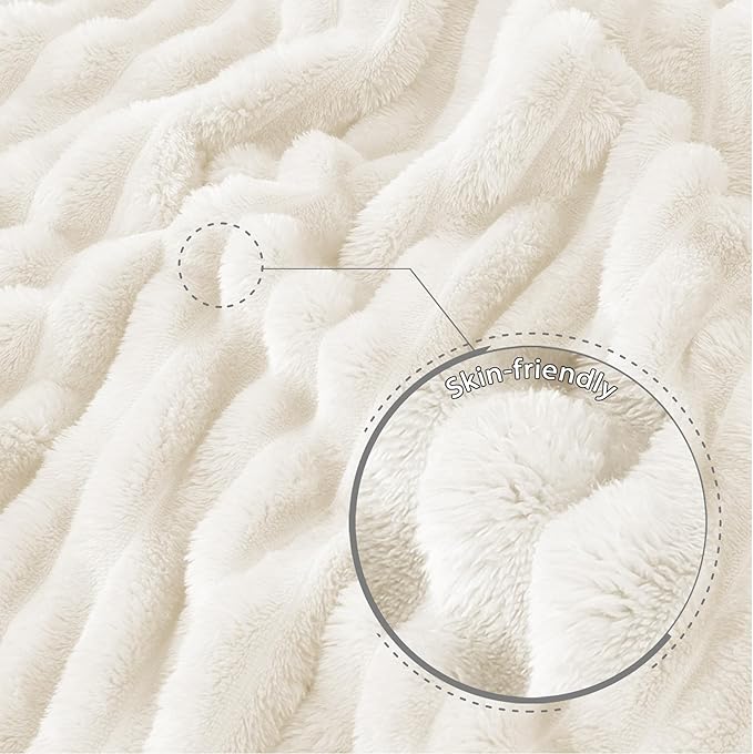 Exclusivo Mezcla Striped Queen Size Fleece Blanket for Bed, Couch, 90"x90" | Soft Breathable Cozy Bed Blankets, Lightweight Plush Fluffy Fuzzy Jacquard Decorative Blankets