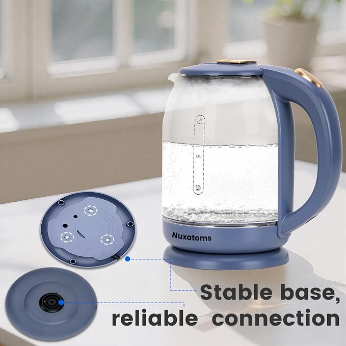 Glass Electric Kettle, No Plastic Contact With Water, 1.8L Electric Tea Pot, Automatic Shut-off, Borosilicate glass Visual Boiling, Water Heater & Teapot Perfect For Tea & Coffee