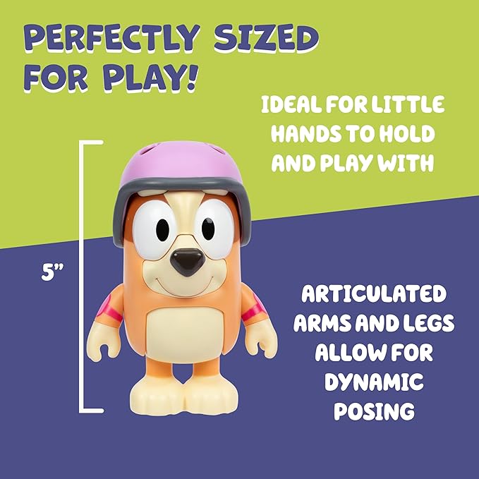 Bluey Chat Mates and Accessory Scooter Bingo Figurine Playset, Articulated, Kids Figurines with 10 Phrases, Interactive Play Figure Toys for Ages 3+