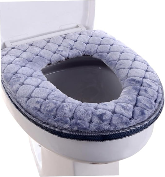 Toilet Seat Cover, Toilet Seat Cushion Warmer Washable Cover Pads with Zipper, Grey