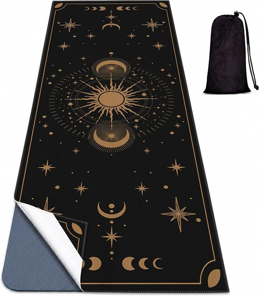 Yoga Mat Towel, Hot Yoga Non Slip with 4 Corner Pockets, 70 x 26 in | Soft Absorbent Microfiber With Four Corner Pockets, Fits Over Yoga Mats For Hot Yoga, Pilates, Gym, And Travel