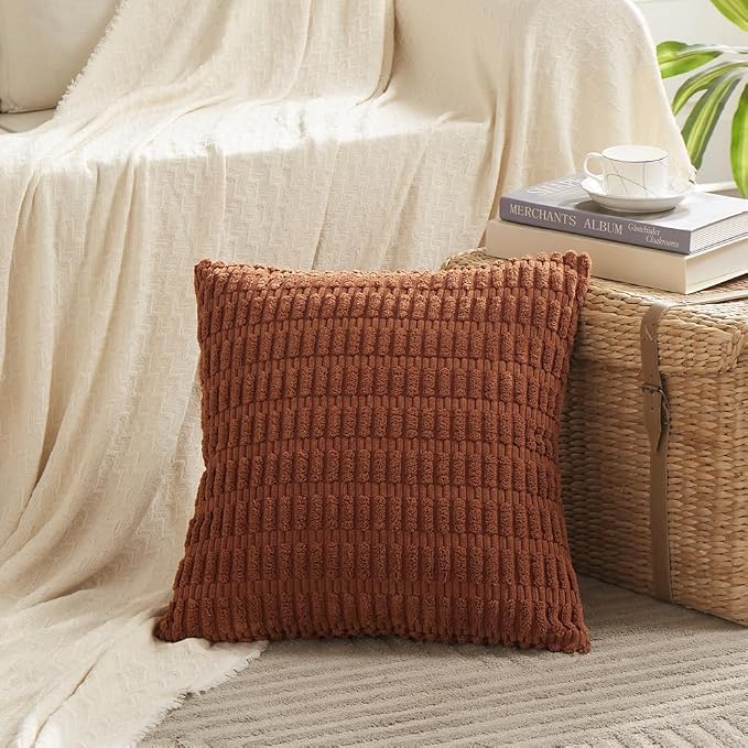 Fancy Homi 4 Packs Decorative Throw Pillow Covers for Living Room Couch Bed, Modern Farmhouse Boho Home Décor Accent Cushion Case, 16" x 16", Rust