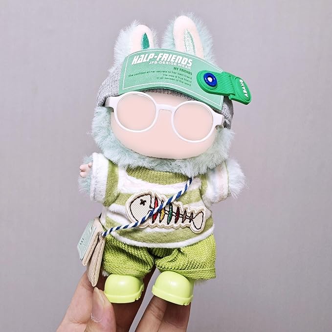 Green Doll Clothes 5 Set for 17cm Dolls-Exquisite Accessories for Doll, Cute Clothes for Dolls Dress up Unique Style,Sweater+Hat+Pants+Shoes+Bag Clothes Set