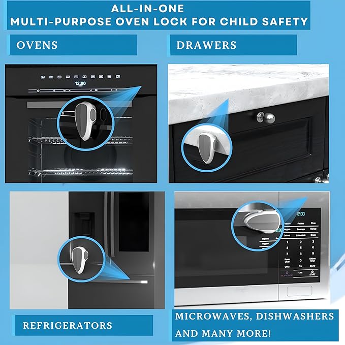 BABY PROOF ME Oven Lock Child Safety, 1 Pack, Oven Door Lock Child Safety, Oven Baby Proofing, Heat-Resistant, Durable & Easy to Install Oven Safety Locks for Toddlers, Baby Proof Oven (White)