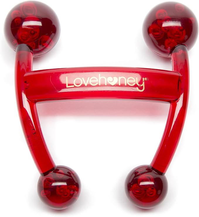Lovehoney Cherry Flavored Massage Oil 1 fl oz & Red Handheld Body Massager Tool | Relaxation Massage Bundle